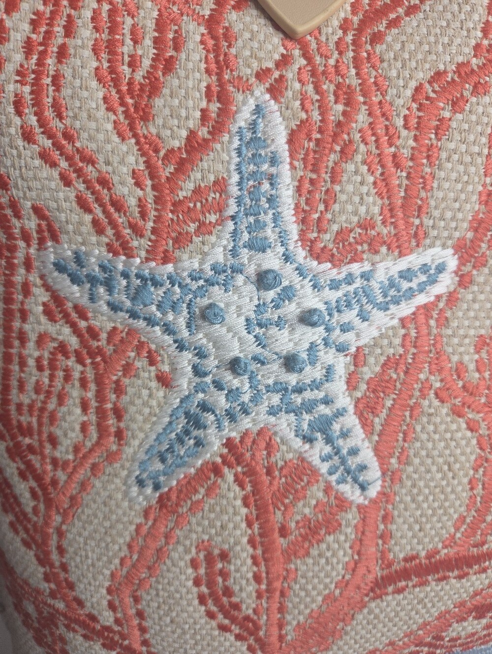 Spartina 449 Ogeechee Sea Life Coral Jute And Cotton Large Beach Tote NWT - Picture 4 of 14